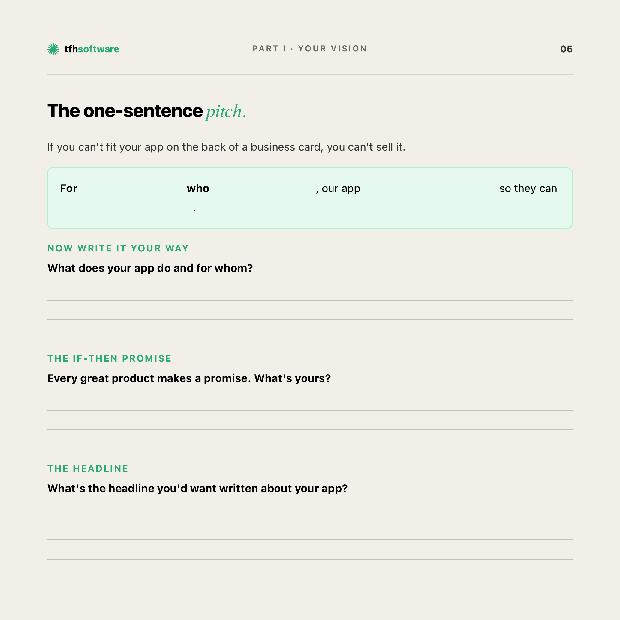 The one-sentence pitch worksheet